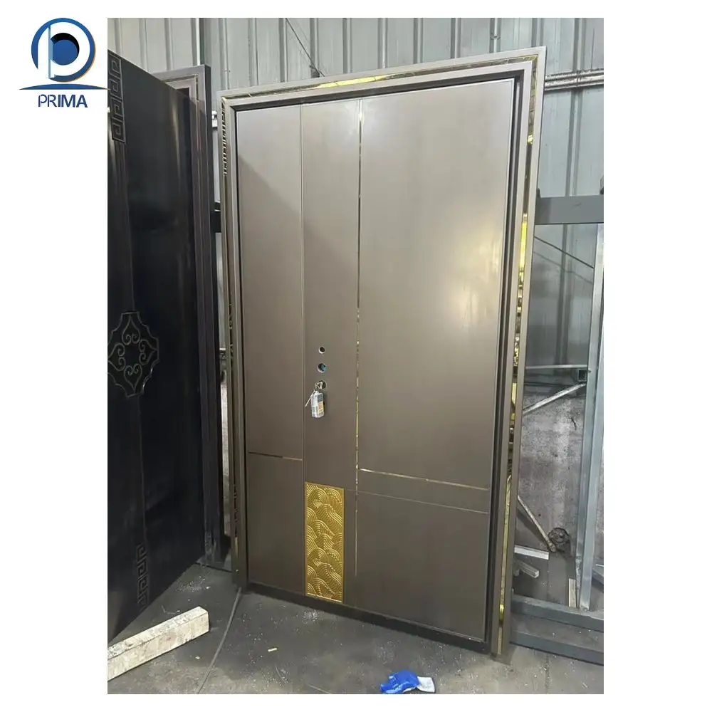 Porte d'entrée en acier inoxydable de vente directe d'usine porte principale de maison porte en acier réglable