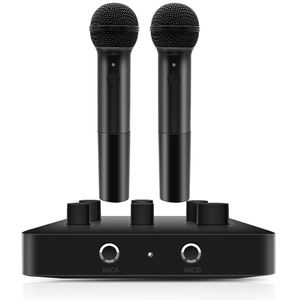 Nuevo modelo K5 Metal dinámico UHF micrófonos inalámbricos Karaoke Mini Sistema mezclador BT Aux entrada óptica salida Home Mic Karaoke Mezclador - Product Image 3
