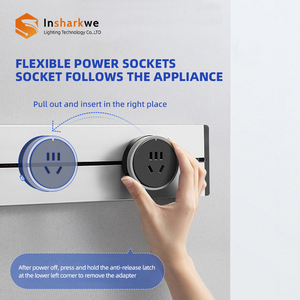 Wall <strong>Mounted</strong> Multi-Functional USB Type-C Electric Wall Track Socket EU <strong>UK</strong> US FR Modern Industrial Smart Home Kitchen RAIL Power - Product Image 3