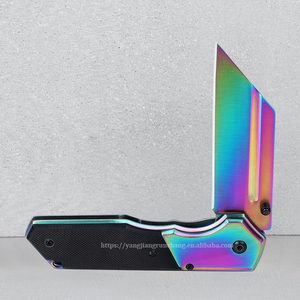 Titan mạ G10 xử lý gấp Dao Bỏ Túi tùy chỉnh OEM chiến thuật dao thép không gỉ trong màu sắc - Product Image 4