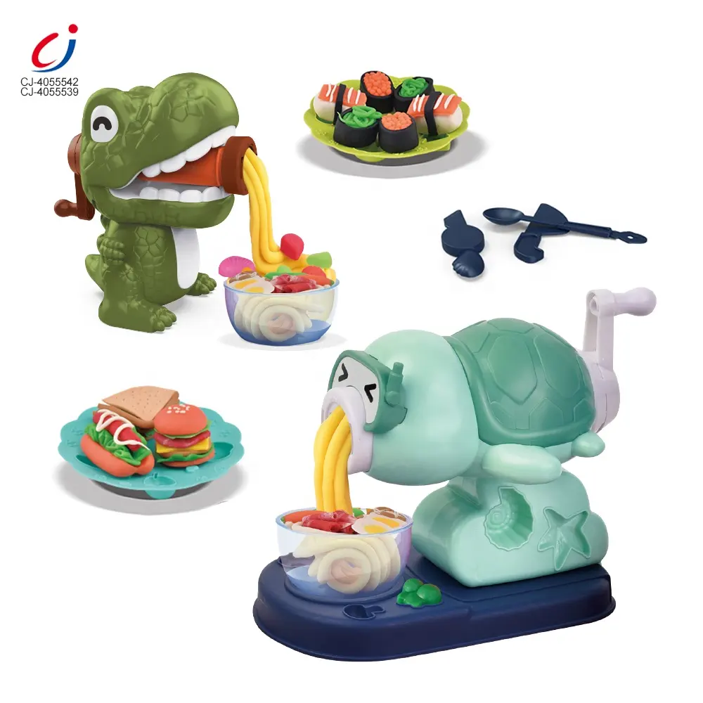 Chengji - Máquina de fazer macarrão artesanal de dinossauro e tartaruga, brinquedo de argila colorido para crianças, brinquedo educacional DIY para brincar de massa e argila