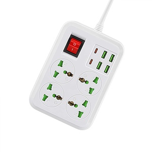 Enchufe eléctrico universal de enchufe múltiple 4 puertos de salida USB 10A nominal ABS 2M extensión cable de carga enchufe tipo 2 enchufes de 3 pines - Product Image 1
