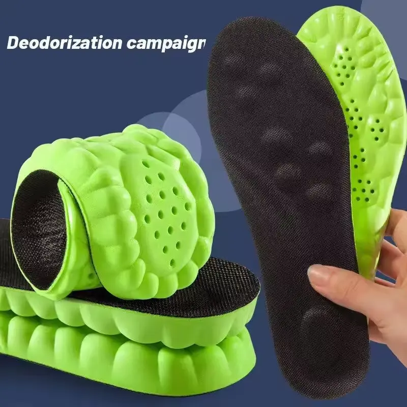 Plantillas de zapatos deportivos 4D Cloud Technology para suela de PU, cojín de absorción de impacto transpirable suave, plantillas de cuidado ortopédico para correr