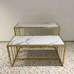 Conjunto de mesa con diseño de tienda de Boutique, estante de ropa, soporte para zapatos, encimera dorada, mesa de exhibición de nido de Metal - Product Image 4