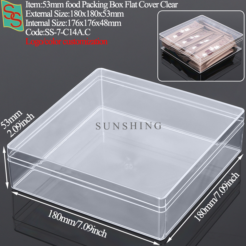 Boîte d'emballage alimentaire 18 cm, couvercle plat transparent C14A