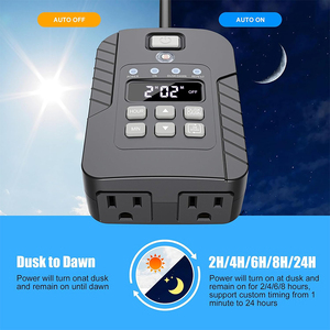 Enchufe de temporizador digital para exteriores de 2 entradas con sensor de luz y sincronización programable (1min-23h59m) -Pantalla LCD Interruptor de alimentación de doble enchufe - Product Image 4
