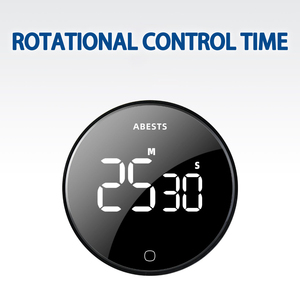 OEM grande Timer da cucina digitale rotondo nero Timer da cucina girevole conto alla rovescia magnetico con supporto in materiale plastico - Product Image 2