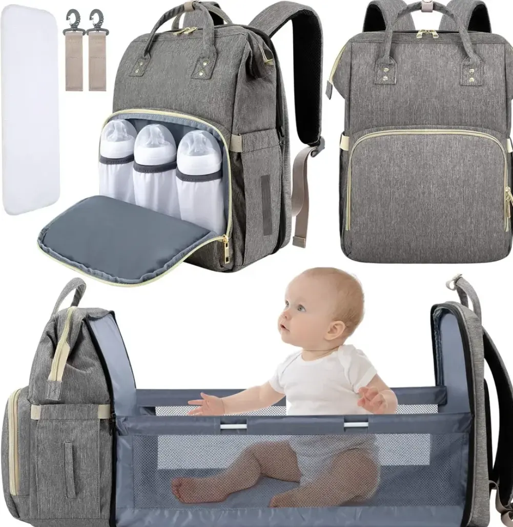 Folding Custom multifunctional Waterproof baby diapers crib bags backpack portable for baby and mommy mothers