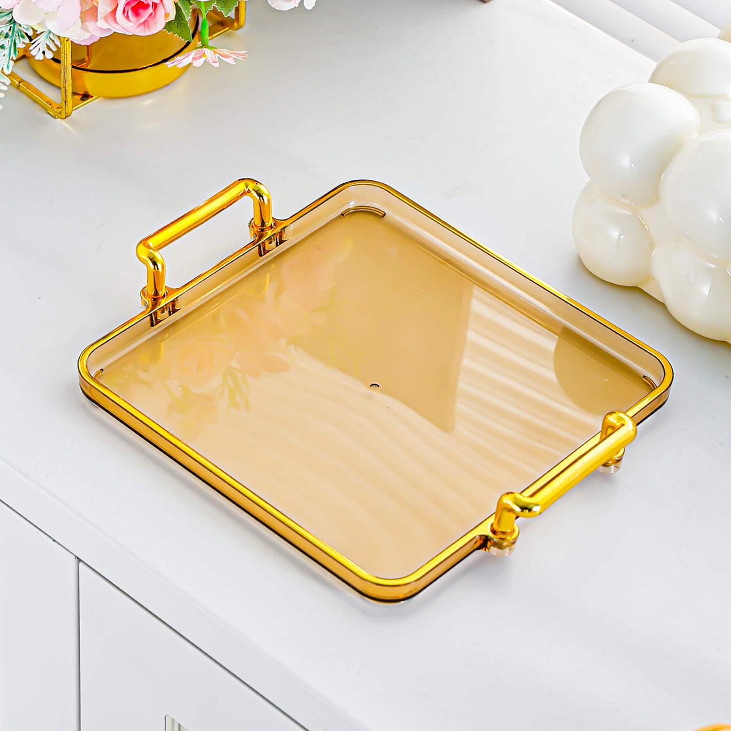 Amber Gold Long Tray - 4 Compartments