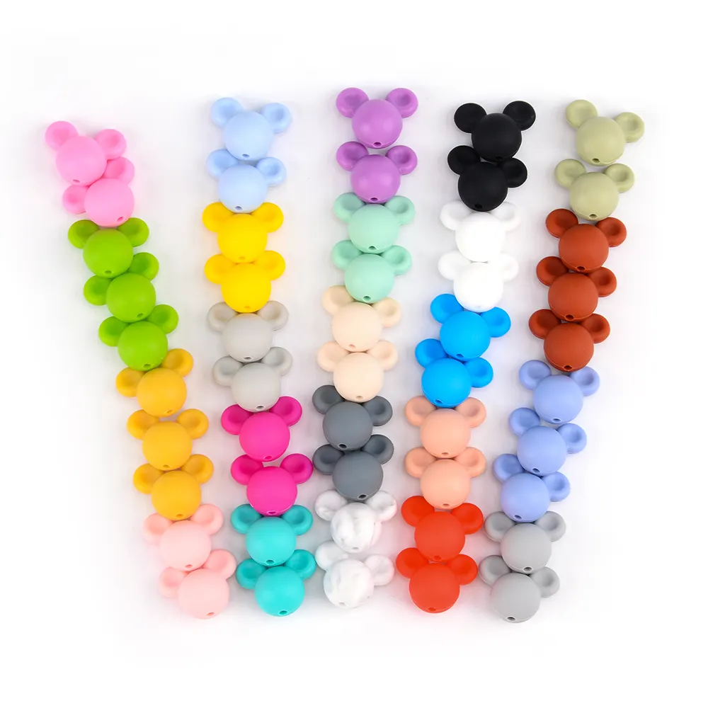 Wholesale Loose Food Grade Silicone Beads for Pacifier BPA Free Silicone Beads Animal Shaped Soft Silicone Baby Teething Beads