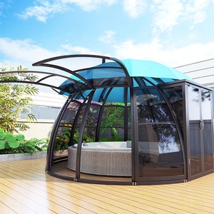 <strong>Gazebos</strong> New Design Luxury Round <strong>Gazebo</strong> Pavilion Waterproof Anti-UV Poly Roof Garden Round <strong>Gazebo</strong> with Aluminium Frame PC Board - Product Image 3