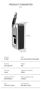 Finger Print Unlocked Bag <strong>Use</strong> Access Control Lock Anti-theft Zinc Alloy <strong>Embedded</strong> Smart <strong>System</strong> Fingerprint Lock - Product Image 4