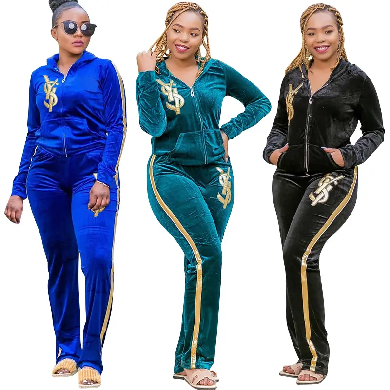 African Dashiki Velvet set di due pezzi top da donna e pantaloni Skinny coordinati set di tute con stampa di lettere di moda Africa set da donna