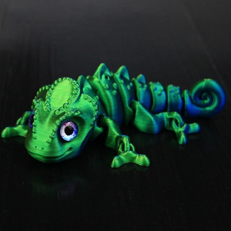 Camaleón azul verde dorado de 13,5 cm.