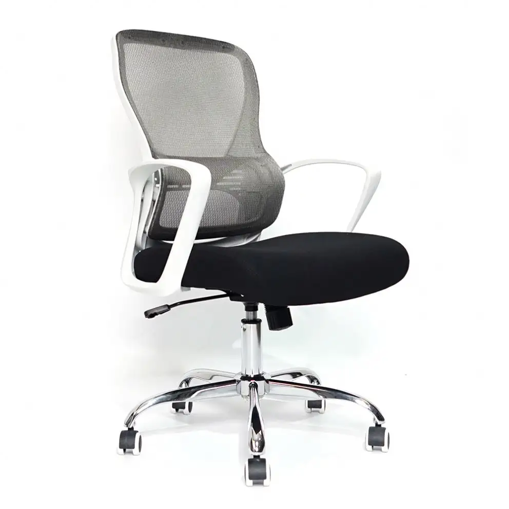 Chaise en maille blanche avec support lombaire invisible, accoudoir fixe