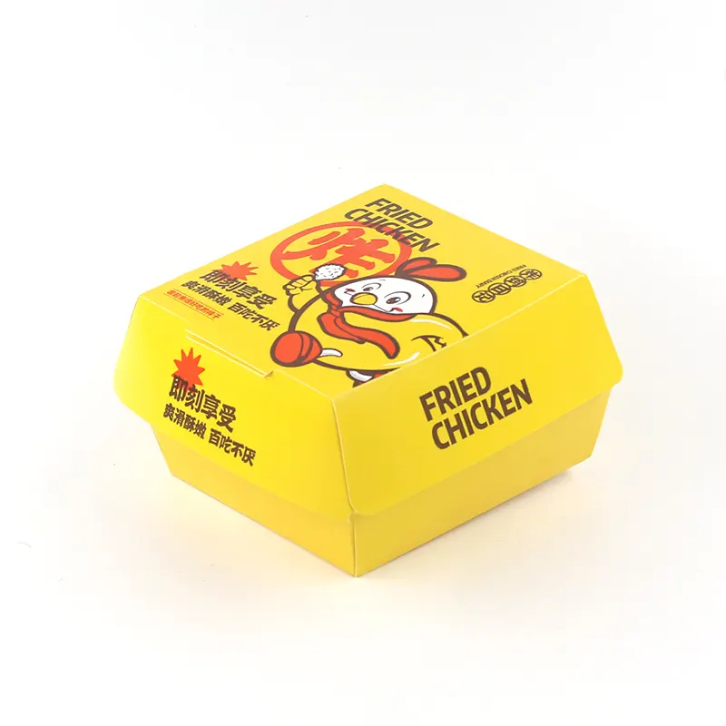 Özel logo restoran tek kullanımlık Take away gıda kutuları fransız kızartması kızarmış tavuk nuggets karton kağıt gıda ambalaj kutusu