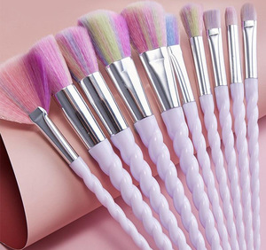 ชุดแปรงแต่งหน้ายูนิคอร์น 10 ชิ้นพร้อมแพคเกจที่กําหนดเองชุดแปรงเครื่องสําอางที่สมบูรณ์แบบแปรงอายไลเนอร์บลัช - Product Image 2