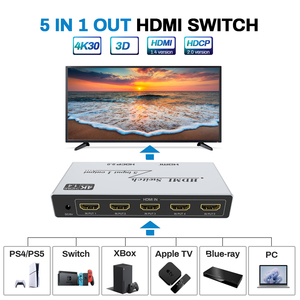 Verified Factory OEM ODM 4K60Hz <strong>5</strong> in <strong>1</strong> Out HDMI <strong>Switch</strong> Box 4K 2.0 Switcher 5x1 Port Selector with Remote Control for Nintendo TV - Product Image 3