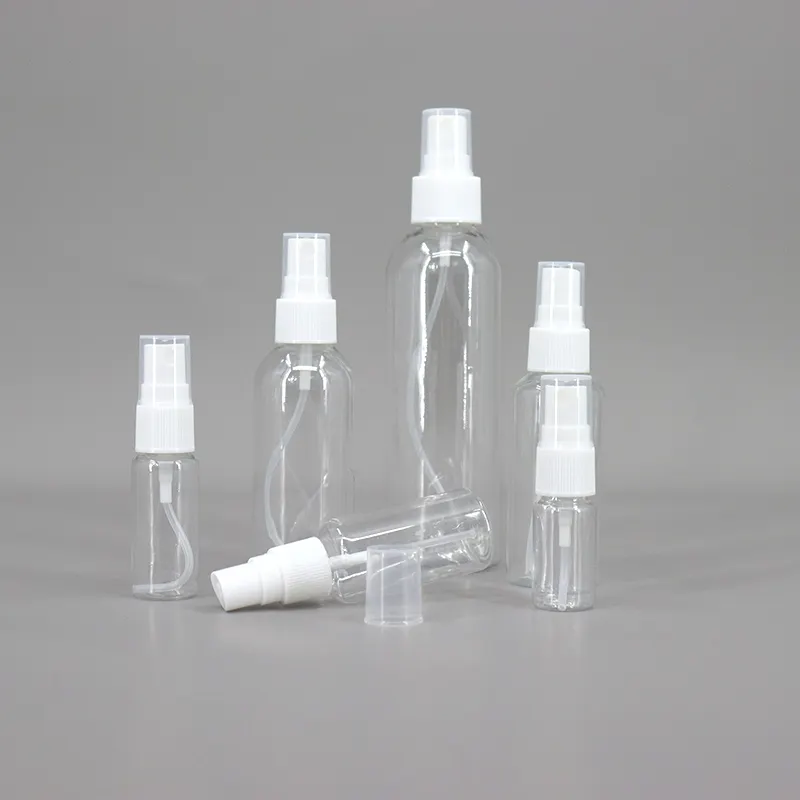 Boş plastik alkol şişesi ambalaj meme ile 30ml 50ml 60ml 100ml pet botol plastik sprey şişe plastik sis sprey şişesi