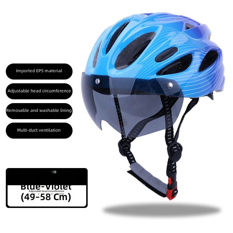 Gradient blue childrens helmet-with detachable goggles