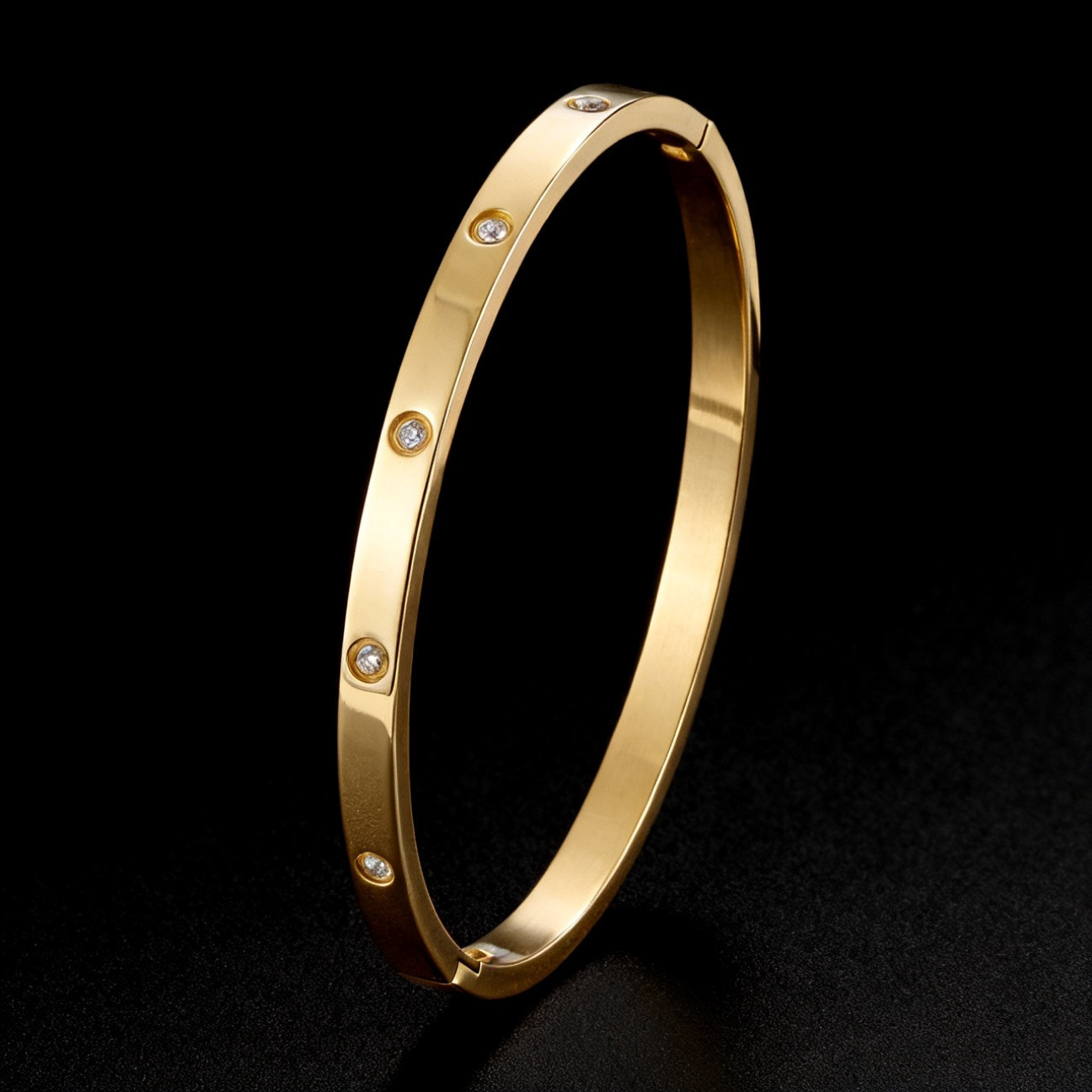 Bracelet en or 4mm avec dix diamants