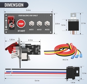 DC 12V 30A Druckknopf Zünd schalter 5 in 1 Rennwagen Zünd schalter Panel Push Start Zünd satz für PKW - Product Image 4