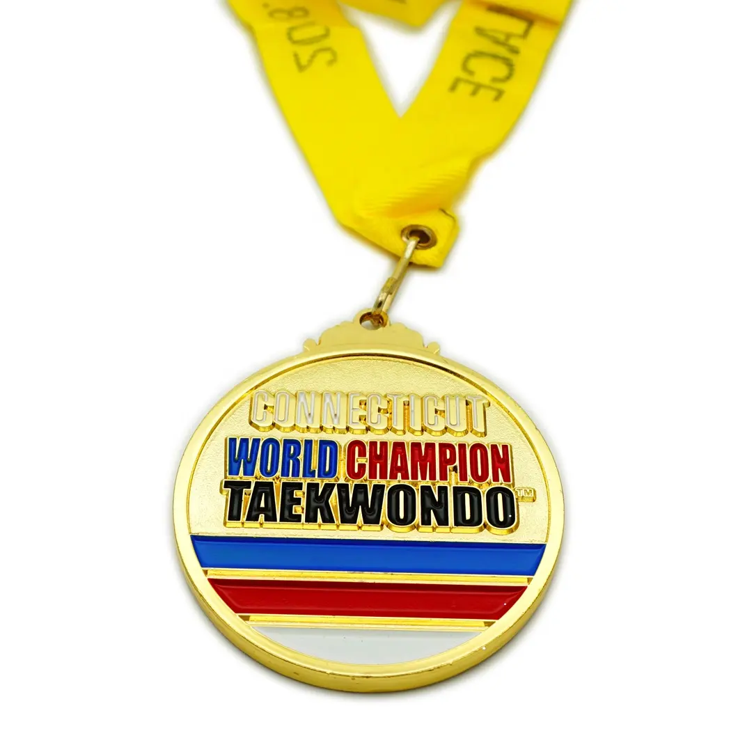 Fabrica al por mayor oro plata cobre medallón aleación de zinc honor recuerdo deportes personalizado metal Taekwondo medallas