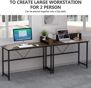 现代风格L形木和金属框架电脑桌 - Product Image 4