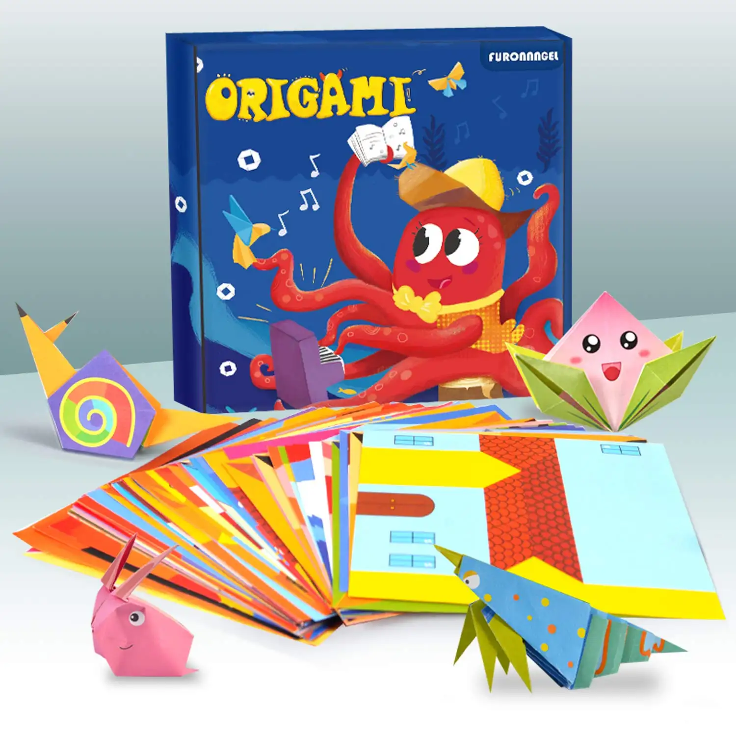 Jogo de quebra-cabeça de origami infantil DIY, jogo de papel feito à mão com 108 folhas, desenho de papel dobrado, brinquedo de origami