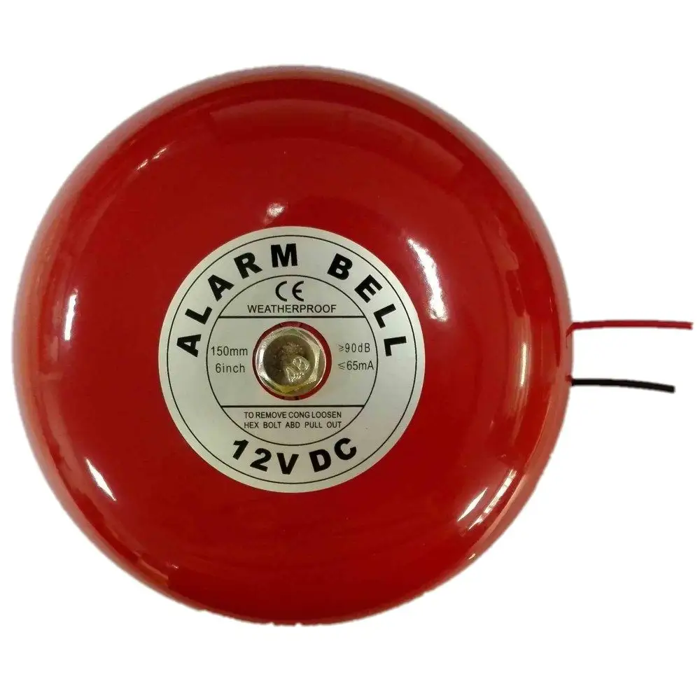 Sirena con cable de precio al por mayor, campana de 6 pulgadas, 12V/24V, alarma de incendio, campana de sirena para alarma de seguridad