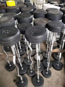 健身器材杠铃自由重量训练器橡胶固定哑铃卷曲杆哑铃 - Product Image 4