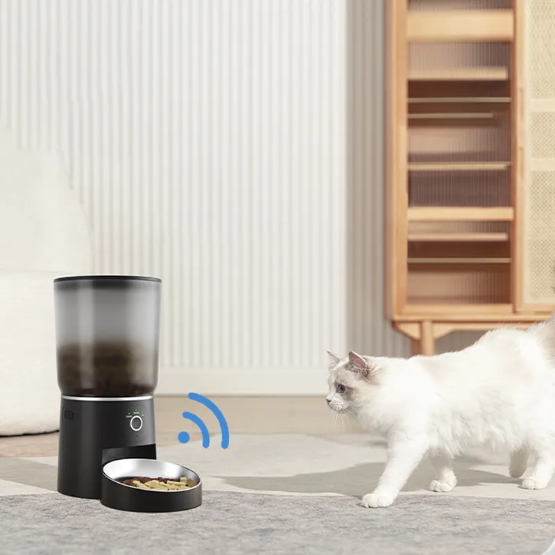 Alimentador inteligente Tuya para mascotas para perros y gatos 5L Microchip Alimentador automático Wifi Control remoto Oval 5L fuente de alimentación de carga de plástico