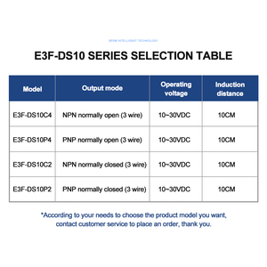 Interruptor fotoeléctrico de E3F-DS30C4, sensor de reflexión difusor de inducción infrarroja, NPN, PNP, de tres cables de CC, normalmente abierto - Product Image 5