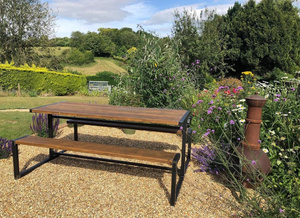 Nhà Máy Bán Buôn Ngoài Trời Dã Ngoại Bảng PS Gỗ Kim Loại Ăn Cho Nhà Hàng Bảng Và Ghế Bên Ngoài Patio Bảng Và Băng Ghế Dự Bị Thiết Lập - Product Image 4