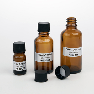 <strong>10</strong> <strong>ml</strong> Amber Glass Dropper <strong>Bottle</strong> with 18/415 Black Screwed Cap and Inner Plug - Product Image 4