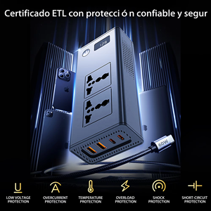 Nuevo inversor de coche potencia 200W enchufe Universal Dual interfaz 4USB QC3.0 + PD entrada de carga rápida 12V a salida 220V voltaje - Product Image 5