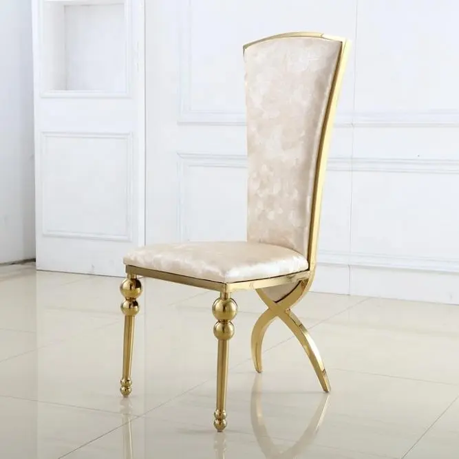 Luxus Innen Design Hohe Zurück Gold Edelstahl Hochzeit Event Esszimmer Stuhl