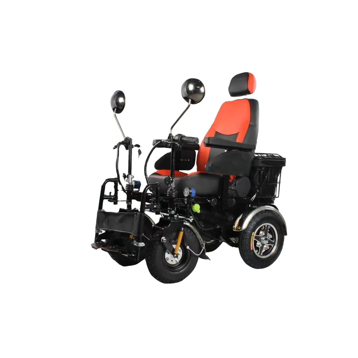 Strand Rollstuhl All Terrain Räder für Buggy Rollstuhl Stoßdämpfer Off Road Liegender Elektro rollstuhl mit Korb