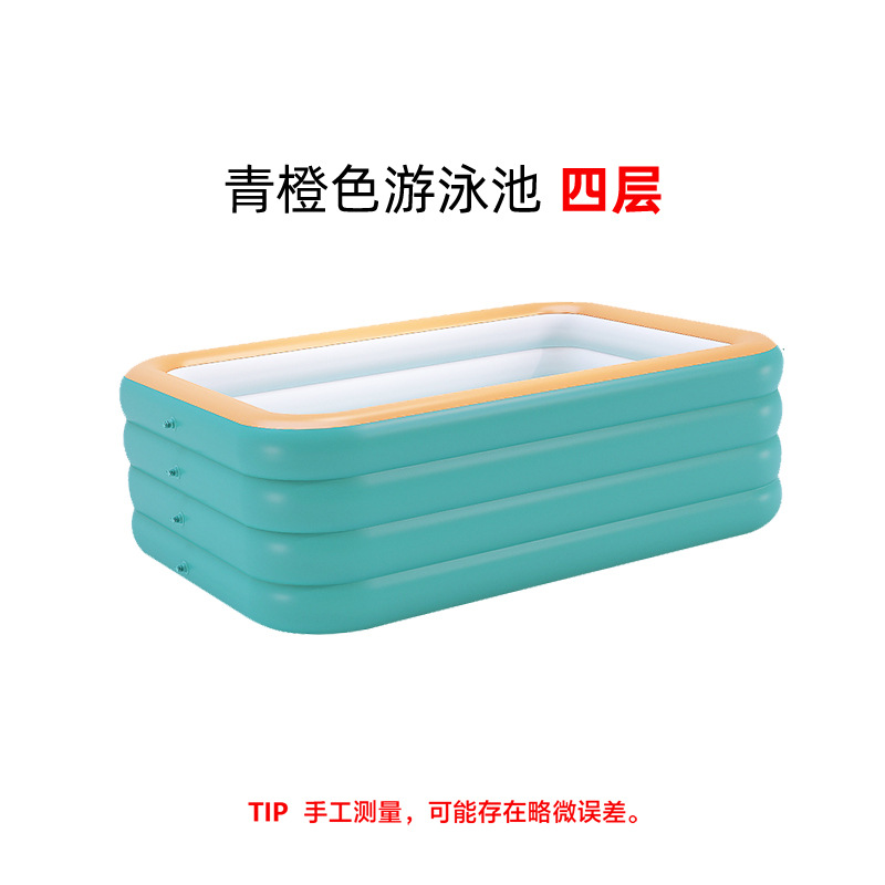 Piscine gonflable 200x125x62 cm, emballage individuel, vert et orange.