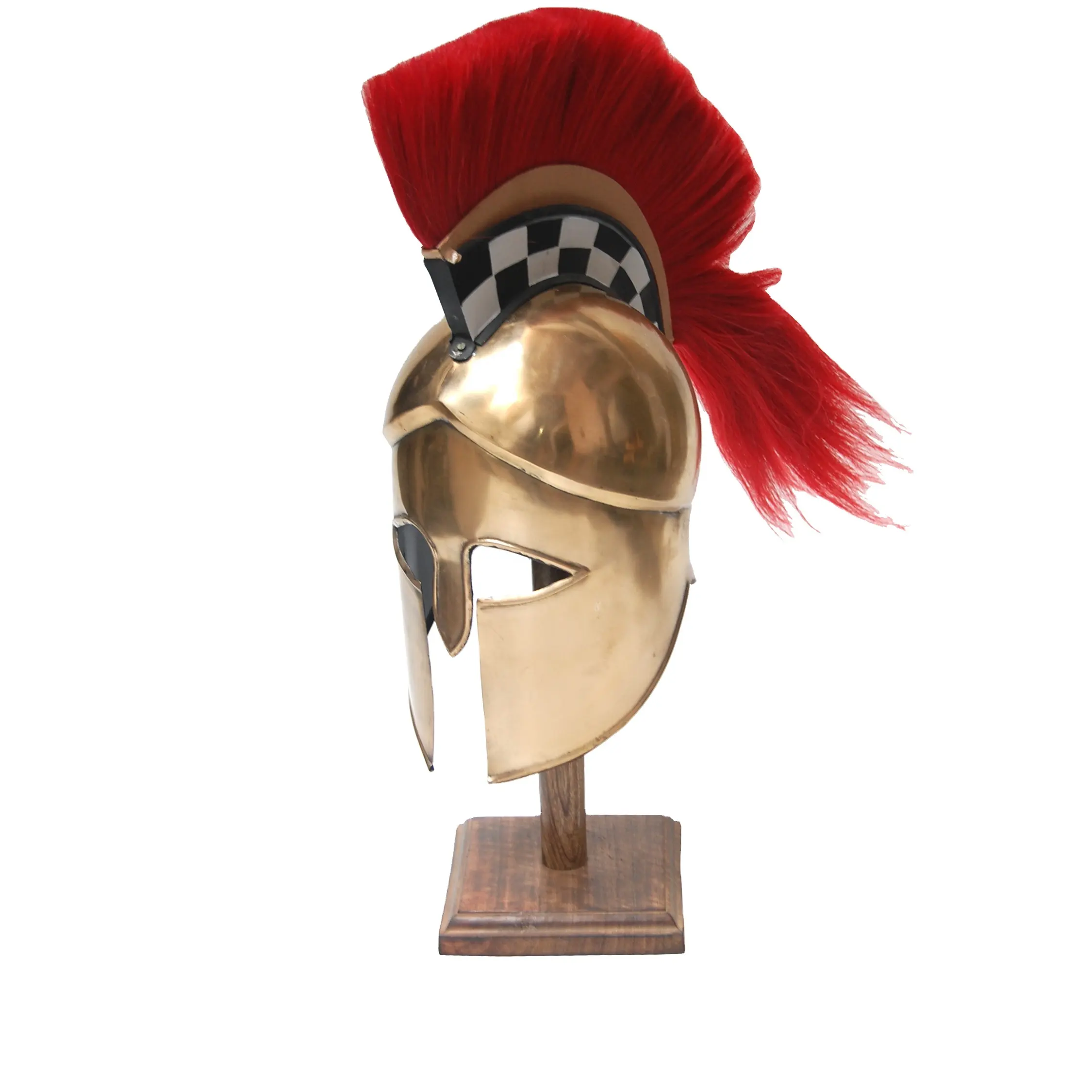 Iron Vintage Ancient Greek Corinthian Armor Helmet Red Plume Brass Antique Finished Medieval Helmet for Decoration Knight Helmet