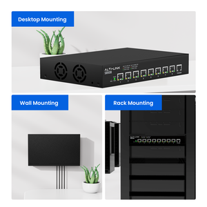8 porte 10G rame imbast-t RJ45 opzioni di connessione flessibile impilabile in fibra ottica interruttore 10Gbps capacità VLAN per Router Ethernet