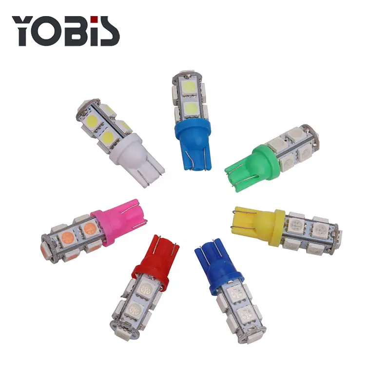 Yobis-bombilla led para Interior de coche, 9SMD, 5050, 194, 168, 192, W5W, 9 bombillas