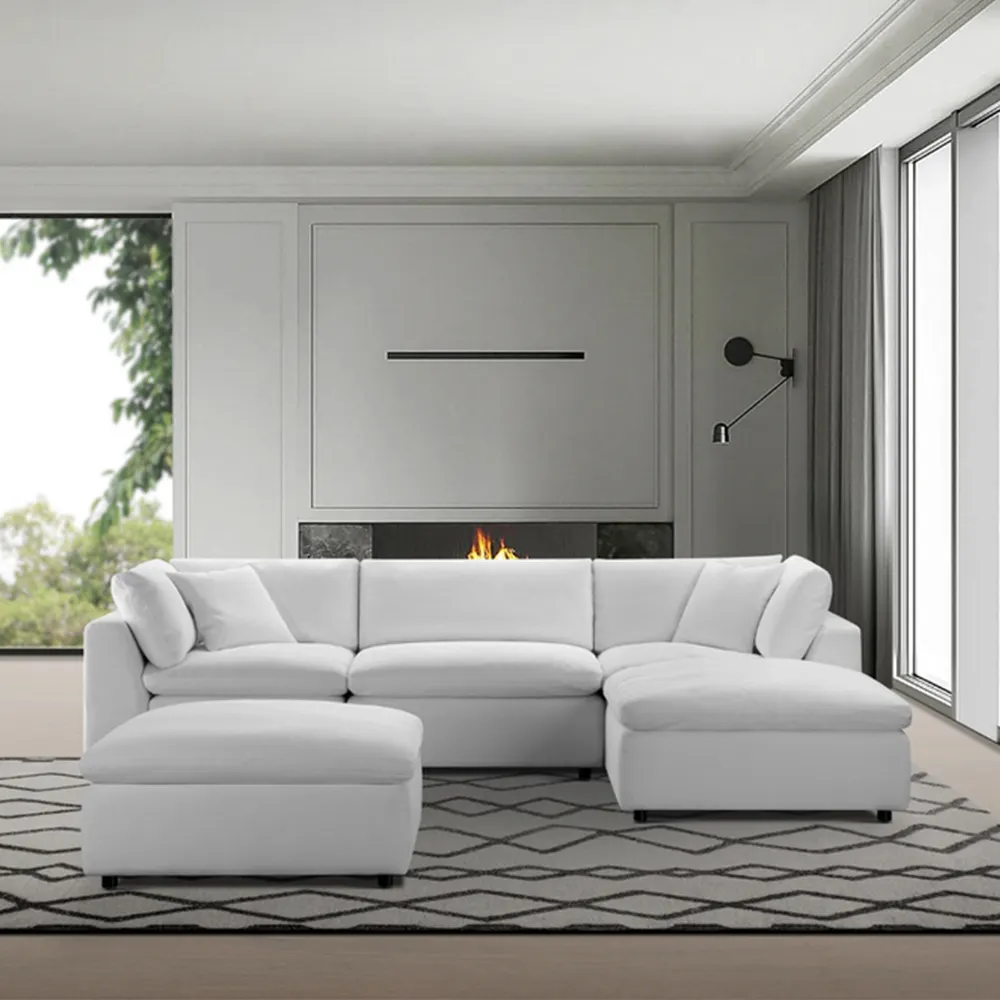 Modulare Sofa garnitur im klassischen grauen und weißen Stil im europäischen Stil