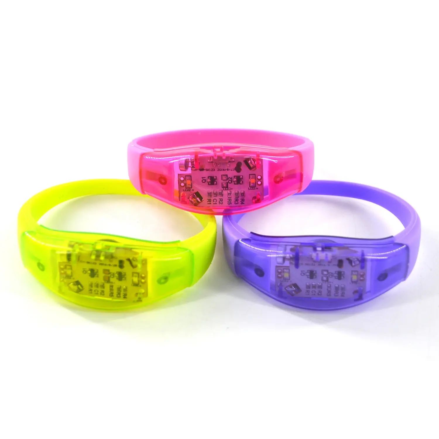 LINLI Silicone Voice Music Sounds Activated LED Bracelet LED Flashing Wristband Birthdays Party Favor Light Up Bracelet