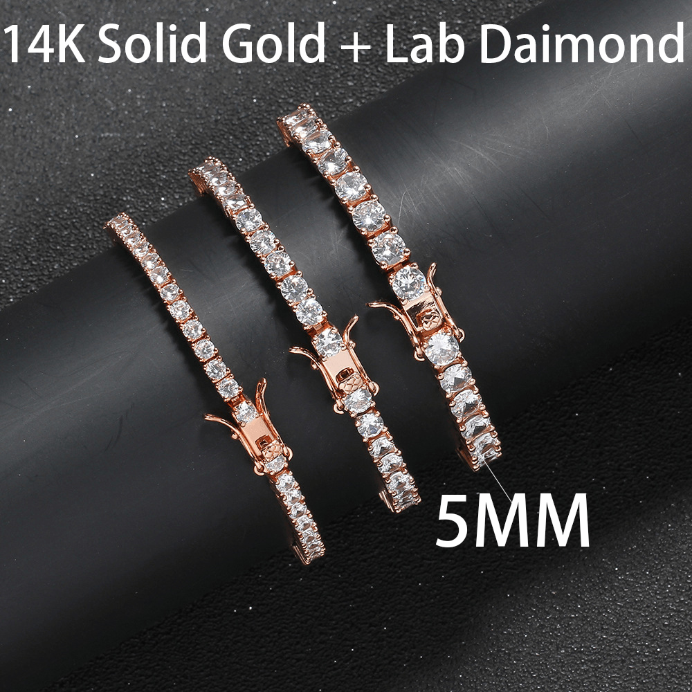 5MM 14k solid gold+lab diamond