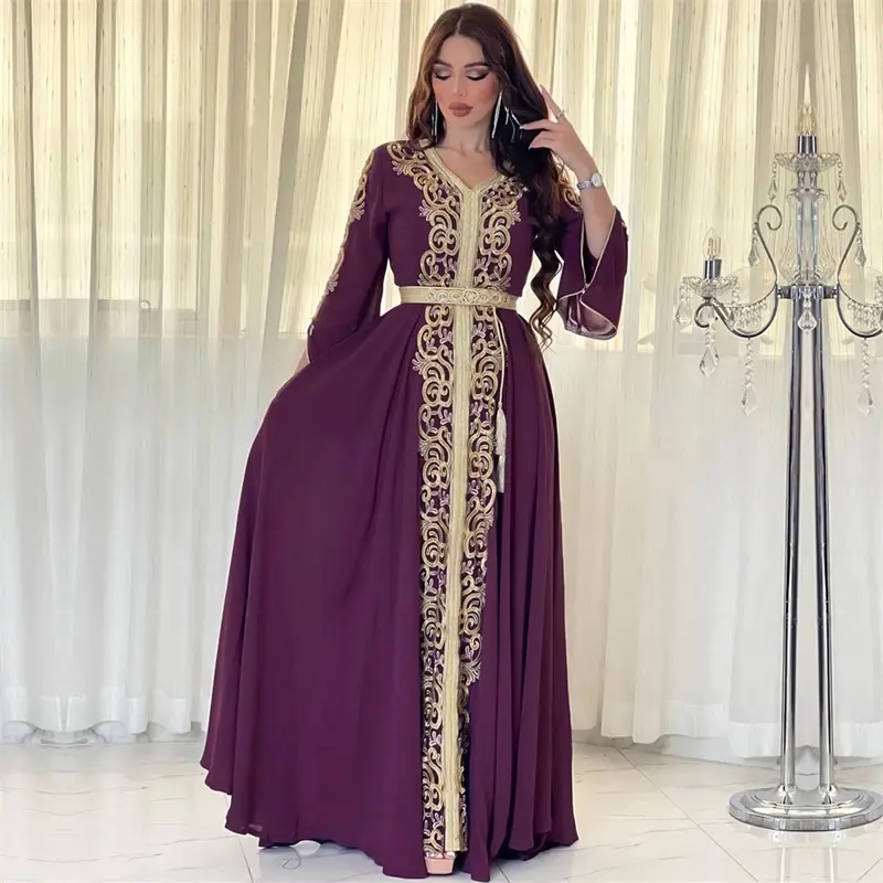 Musulman musulman élégant femmes mariage abayas robe noire de dubai 2023 turquie avec hijab