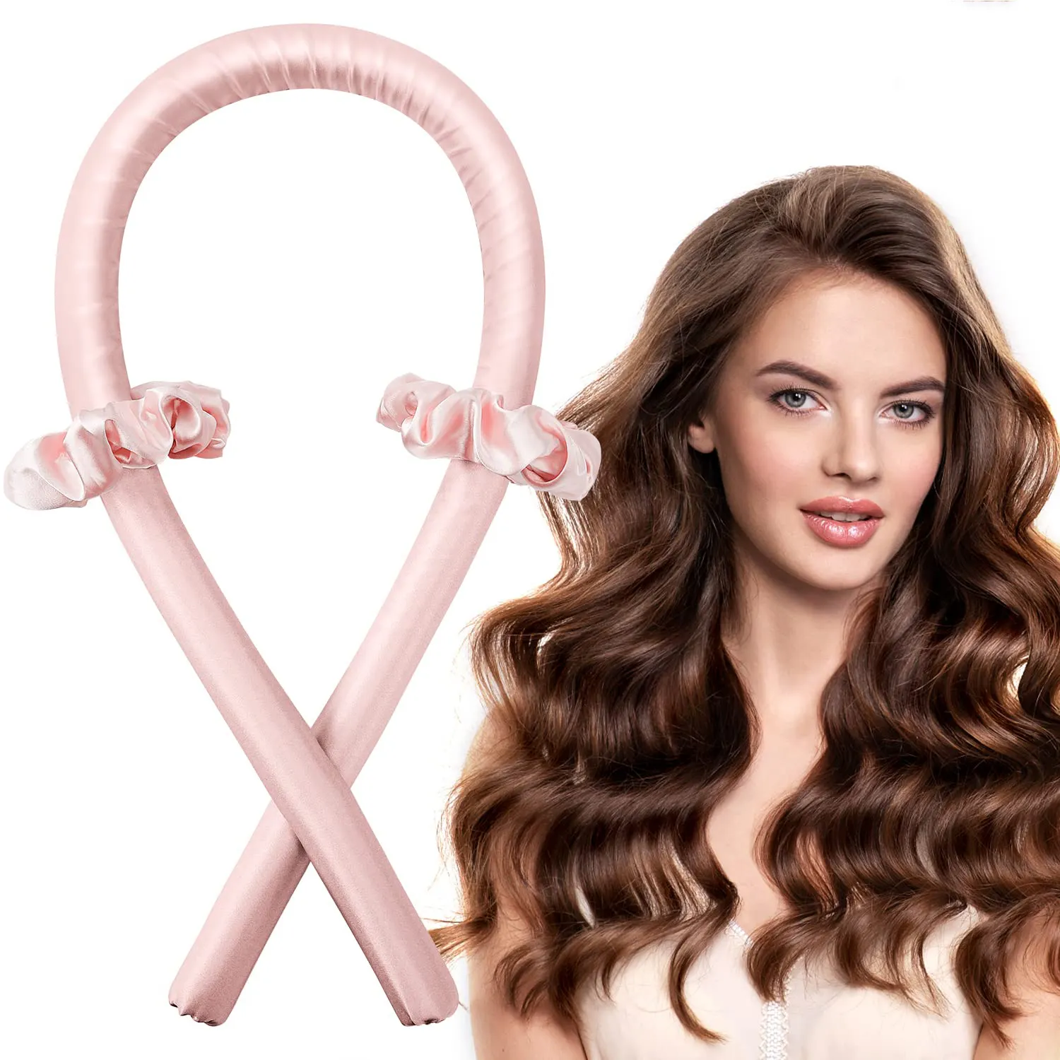 No Heat Heatless Curling Rod Headband to Sleep in Curl Ribbon with Scrunchies Hair Clips Overnight Soft Hair curler Rollers