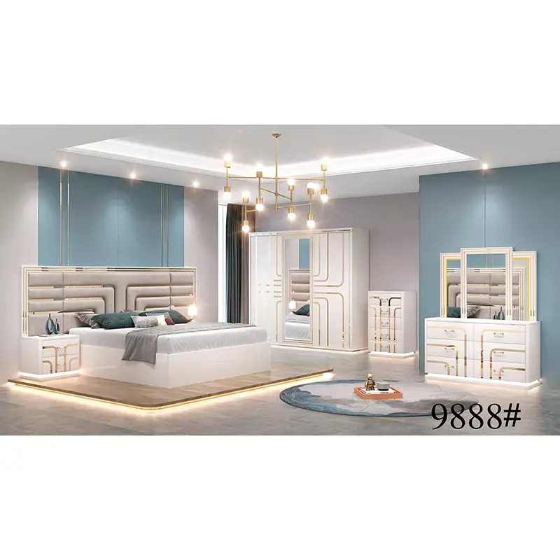 Lit double en bois, mobilier de chambre moderne, ensemble de chambre à coucher, meuble de lit en bois à vendre