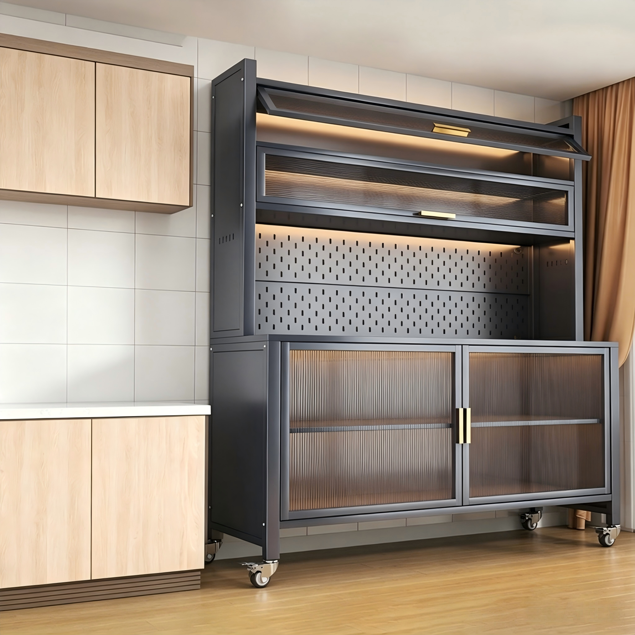 Armoire de rangement grise à 6 niveaux