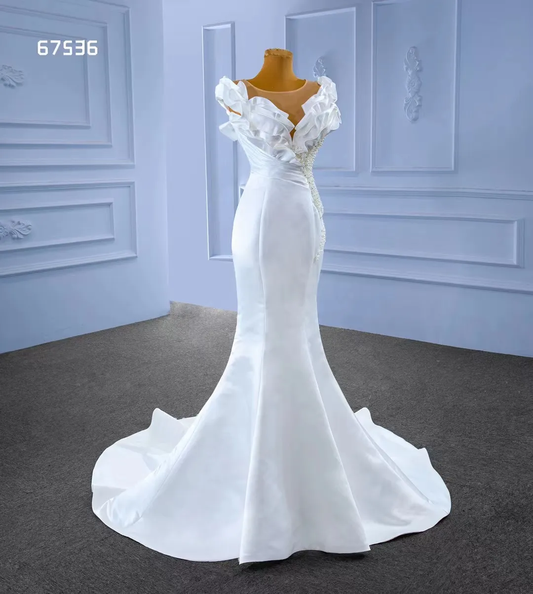 QUEENS GOWN eleganti abiti da sposa a sirena abito da sposa con perline abito da sposa slim-line con lacci sul retro